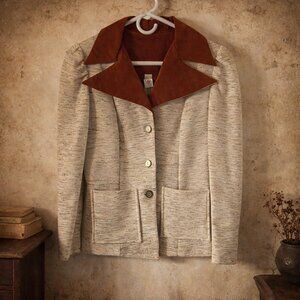 Vintage 60s 70s ILGWU Rust Collar Mod Blazer Jacket Size 9 USA